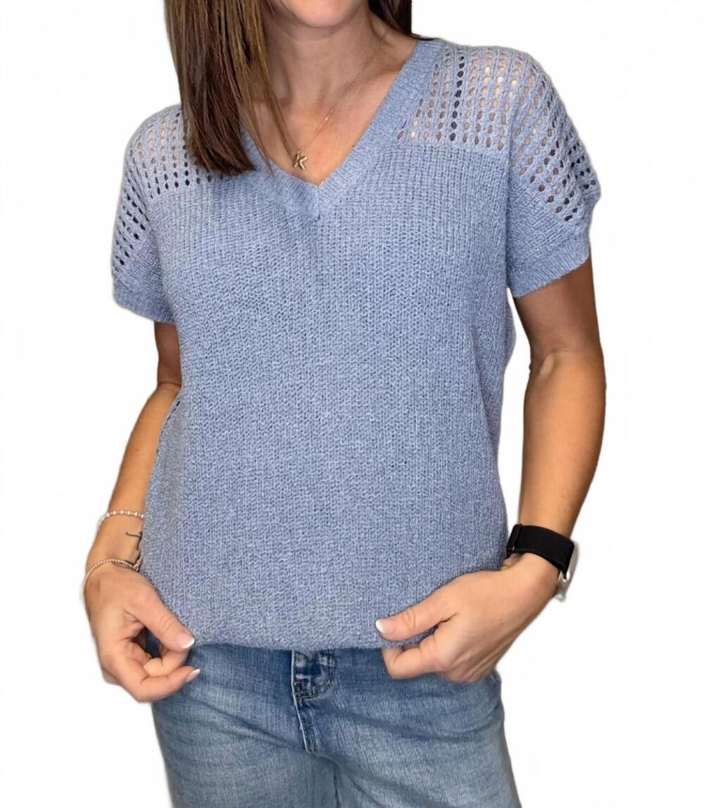 NEW HEM & THREAD hailey fish net top in blue